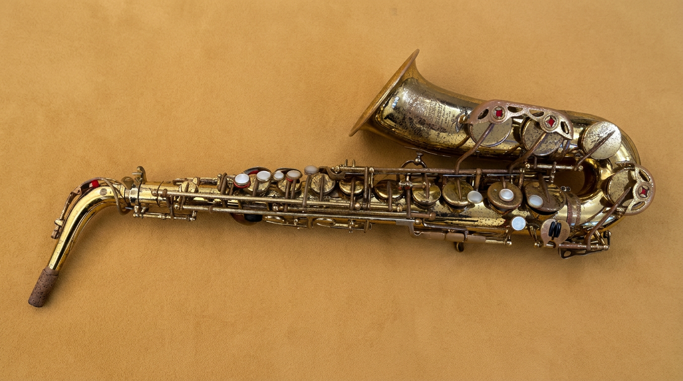 Goldenes Selmer-Altsaxophon im Querformat